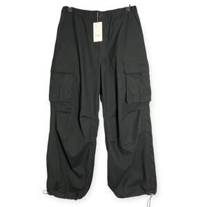 NEW KUON Flannel Cargo Trousers MENS L BLACK Wide Leg Baggy Pants JAPAN NWT